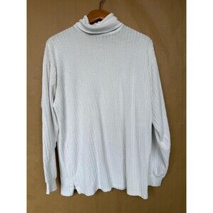Vintage 80s 90s Ralph Lauren Turtleneck Sweater - Cream White Terry Cloth -